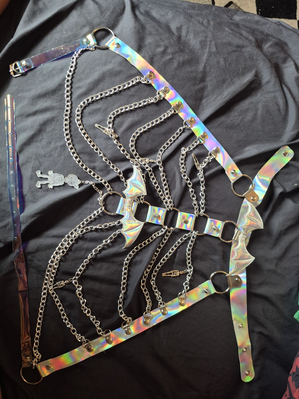 Holographic Bat Chain Harness - Women's Accessory